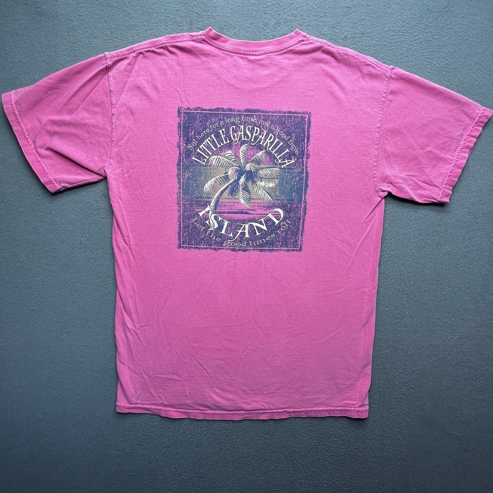 Little Gasparilla Island Men T-Shirt Cotton Pink Large Beach Tropical Souvenir
